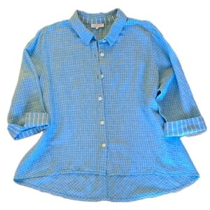 Lovely Crisp Linen Cotton HighLo HABITAT Flattering Fit Button-Down Blouse